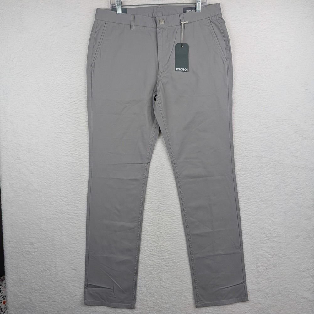 Bonobos Washed Chinos Mens 35x34 Grey Slim Straight Leg Pants NWT